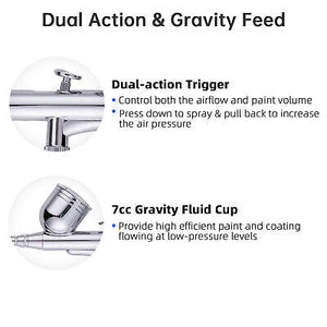 0.3mm Dual Action Airbrush Kit Gravity Feed Spray Gun Tattoo Nail Art Makeup - Trend Times Toy Stores