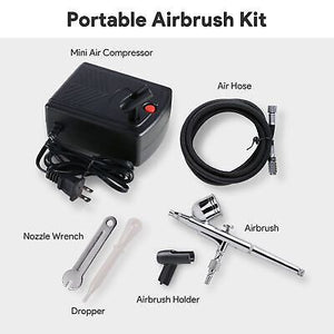 0.3mm Mini Airbrush Kit Dual-Action Gravity Feed w/ Air Compressor Nail Makeup - Trend Times Toy Stores
