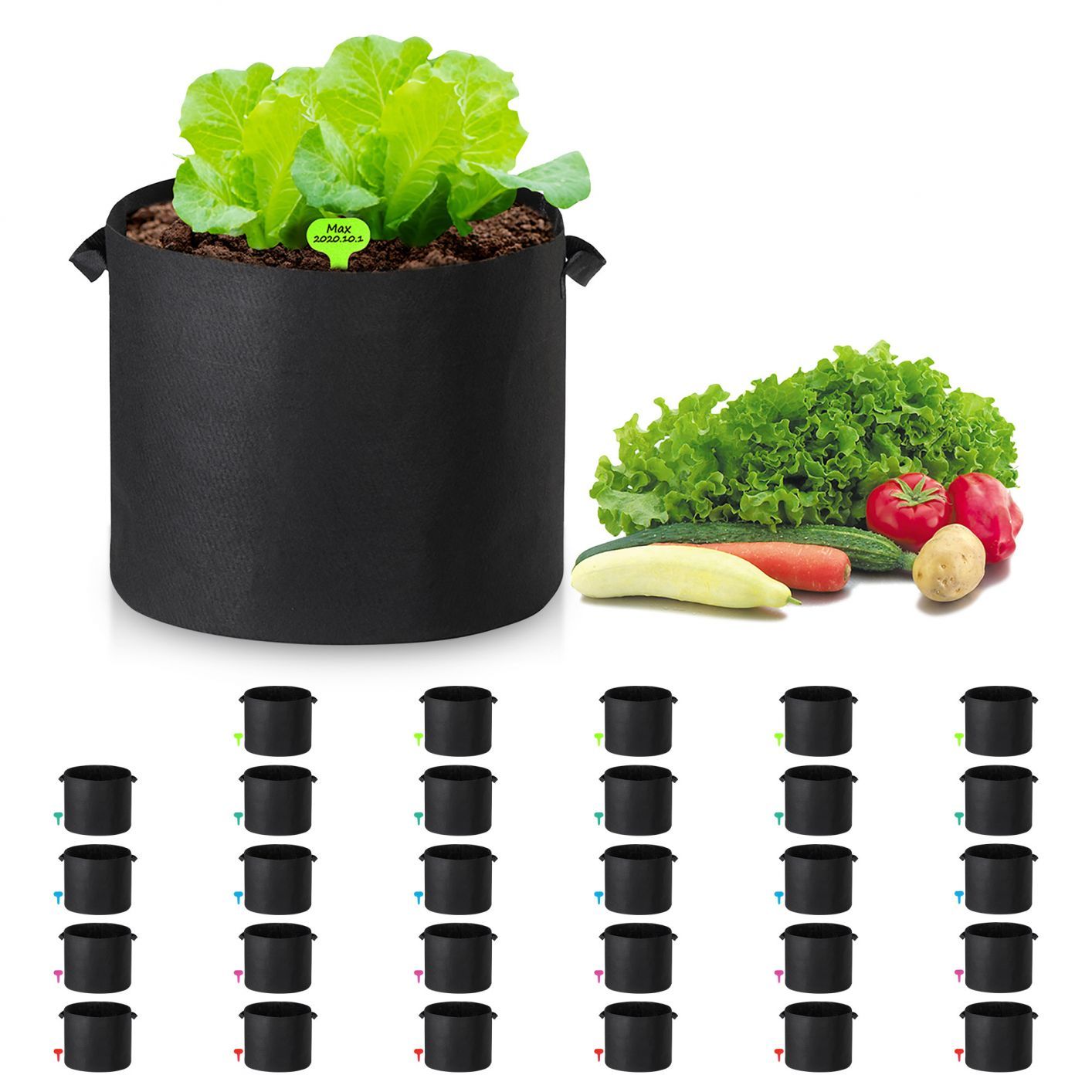 1-25 Gallon Grow Bags Garden Fabric Pot Container Non-Woven Aeration Plant 20 Gallon-30 Packs - Trend Times Toy Stores
