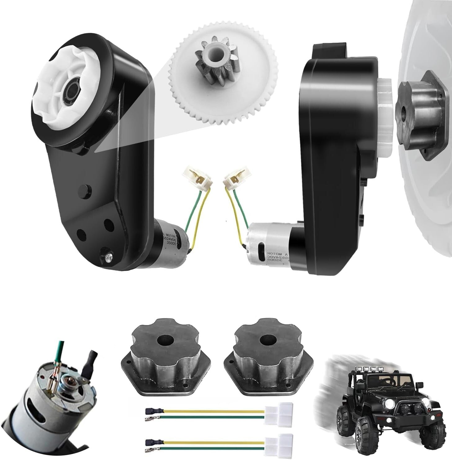 1 or 2 PCS 24V RS555 35000RPM Gear Motor Kit for Electric Car Power Wheels Upgrade Trend Times Variant 0