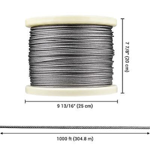 1/8" T316 Stainless Steel Cable Wire Rope 7x7 Aircraft Strand Coil Reel 1000 Ft - Trend Times Toy Stores