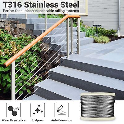 1/8" T316 Stainless Steel Cable Wire Rope 7x7 Aircraft Strand Coil & Reel 300 Ft - Trend Times Toy Stores
