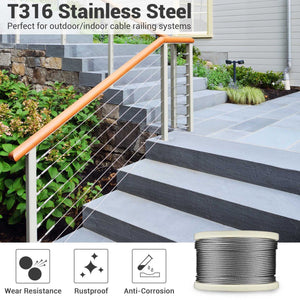 1/8" T316 Stainless Steel Cable Wire Rope 7x7 Aircraft Strand Coil & Reel 400FT - Trend Times Toy Stores