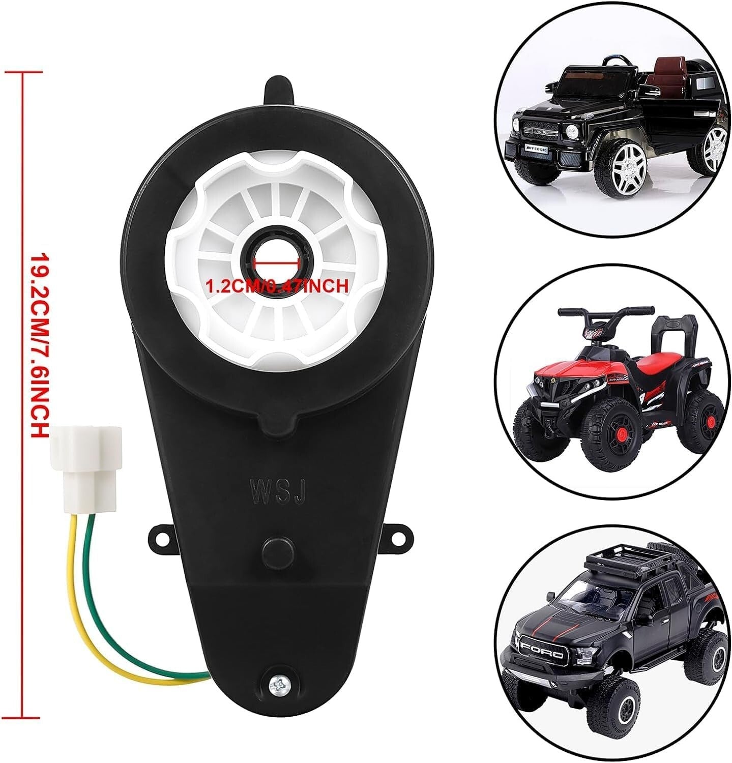 12V High-Speed 40000rpm Motor and Gearbox Pair with Power Wheels for Kids Electric Ride-On Car Trend Times 1