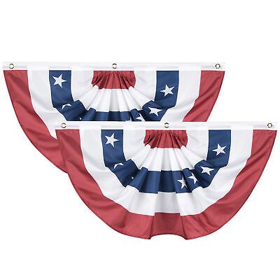 1.5x3 Ft USA Pleated Fan Flag Half Fan Banner American Bunting Decoration 2 Pack - Trend Times Toy Stores