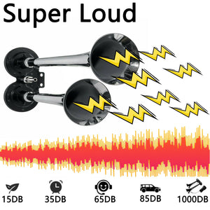 1000DB Train Horn Kit 12V Air Horns for Truck Car Pickup SUV Boat Trend Times 3