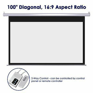 100" Electric Projector Screen 16:9 Remote Control Movie Film Theater Projection - Trend Times Toy Stores