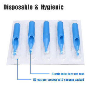 100 Piece Tattoo Tips Tubes 10 Sizes Disposable for Needles Round Diamond Flat - Trend Times Toy Stores