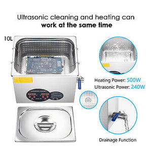 10L Stainless Steel Ultrasonic Cleaner Heater w/ Timer Bracket Jewelry Cleaning - Trend Times Toy Stores