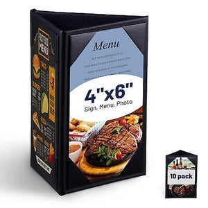 10Pcs 4"x 6" 3 Sides Table Tent Holder Menu Holder for Bar Cafe Restaurant Black - Trend Times Toy Stores