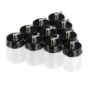 10Pcs Airbrush Pigment Bottles Single Action Jars Lid Siphon Feed Paint Cup 22cc - Trend Times Toy Stores