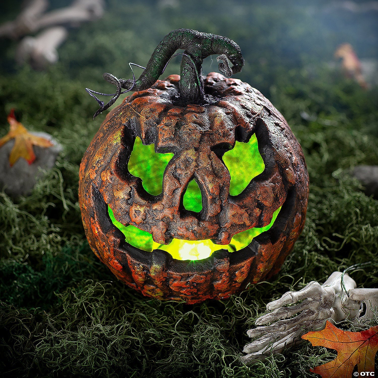 10 3/4" x 12 1/4" Light-Up Talking Rotten Jack-O’-Lantern Foam Halloween Decoration - Trend Times Toy Stores