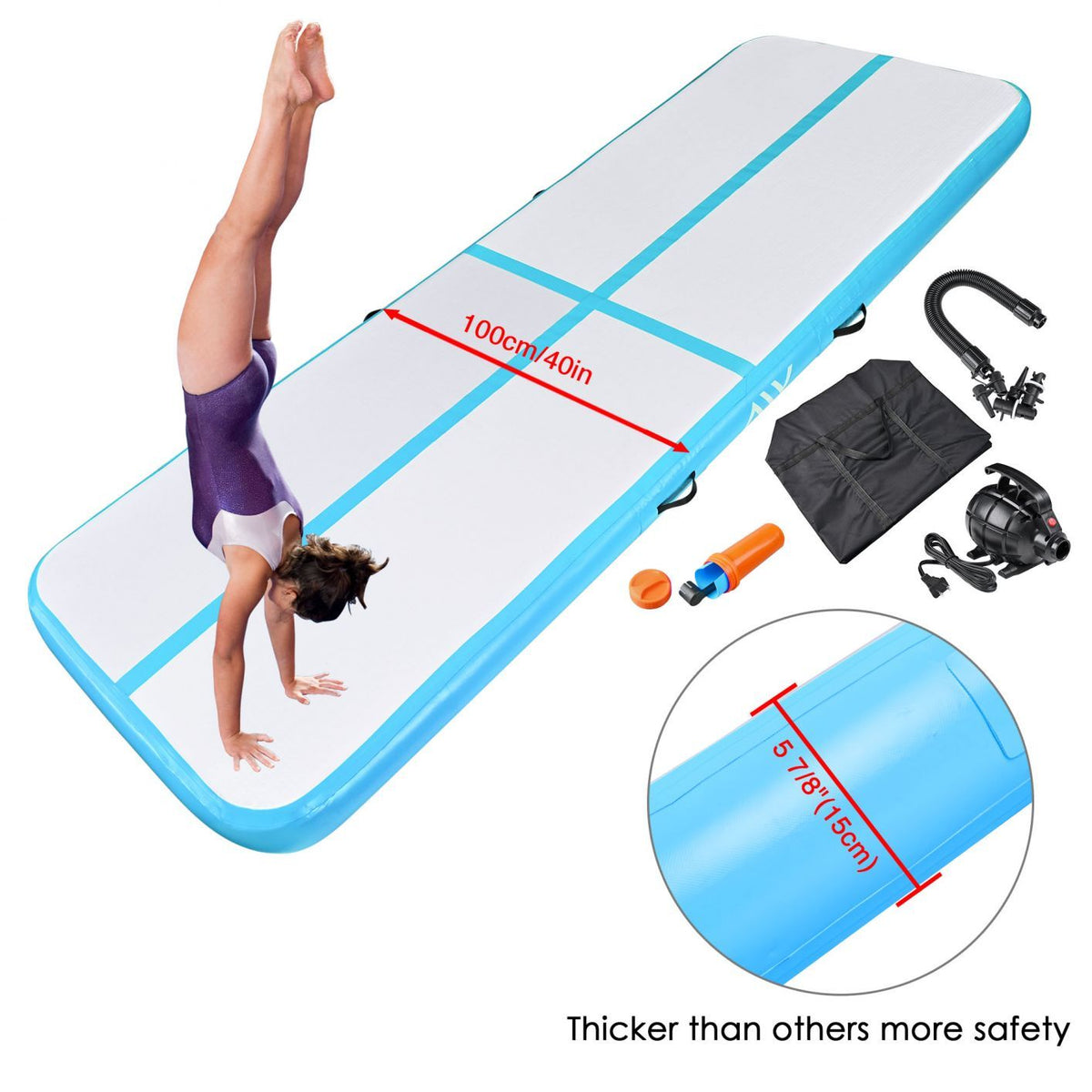 10 Ft Air Mat Track Inflatable Tumbling Mat Gymnastics Fitness Blue - Trend Times Toy Stores