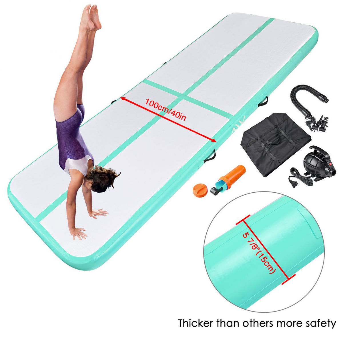10 Ft Air Mat Track Inflatable Tumbling Mat Gymnastics Fitness Green - Trend Times Toy Stores