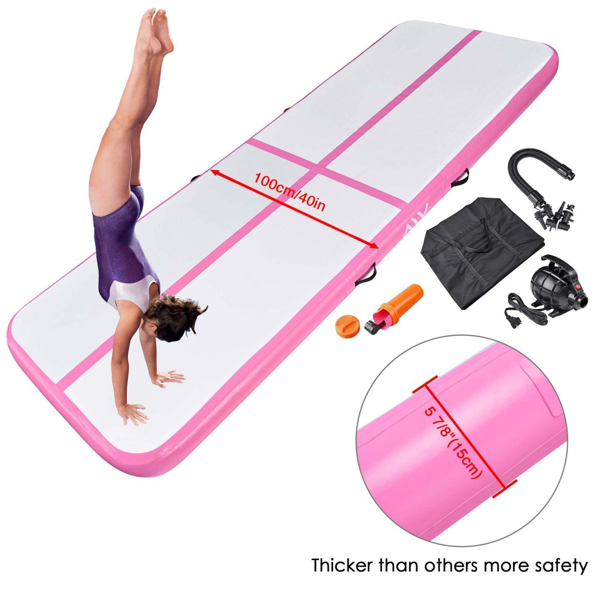 10 Ft Air Mat Track Inflatable Tumbling Mat Gymnastics Fitness Pink - Trend Times Toy Stores