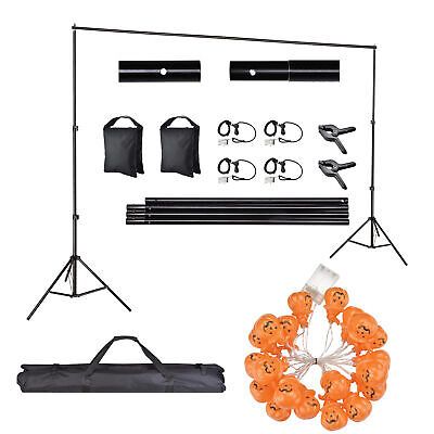 10 Ft Background Backdrop Support Stand & Halloween Pumpkin String Light Kit - Trend Times Toy Stores