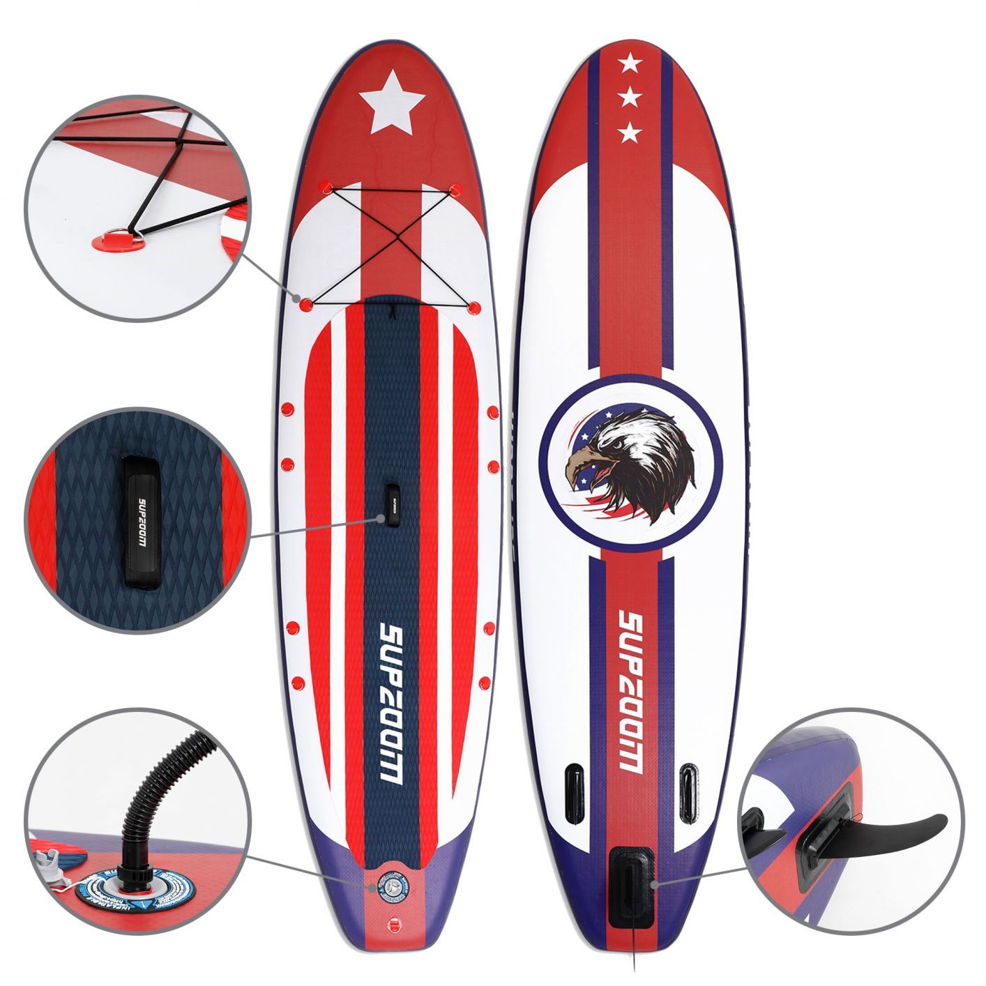 10 Ft Inflatable Stand Up Paddle Board Kit SUP Pump Backpack Surfing Adult Youth Red & Blue - Trend Times Toy Stores