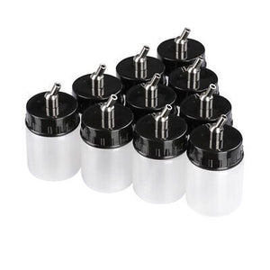 10 Pcs Plastic Airbrush Bottles Dual Action Jars Lid Siphon Feed Paint Cup 22 cc - Trend Times Toy Stores