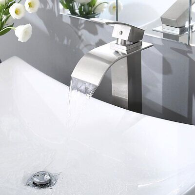10" Sink Faucet Waterfall Bathroom Washing Basin Mixer Tap Single Handle Brushed - Trend Times Toy Stores
