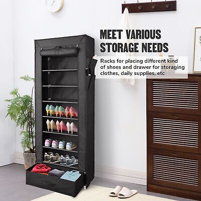 10 Tier 27 Pairs Shoe Rack Shelf Closet Space Saving Storage Organizer w/ Cover - Trend Times Toy Stores