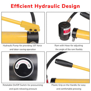 10 Ton 6 Die Hydraulic Knockout Punch Hand Pump Hole Tool Driver Kit w/ Case New Yellow - Trend Times Toy Stores