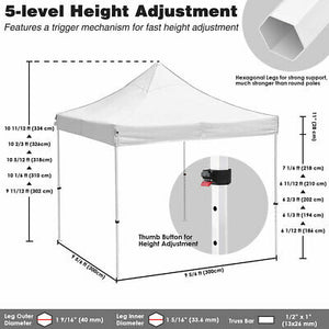 10'x10' EZ Pop Up Canopy Outdoor Sun Shade Wedding Party Tent Gazebo White 550D - Trend Times Toy Stores