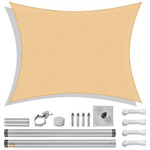 10'x13' Rectangle Sun shade sail & pole kit (8ft) 97% UV Block Outdoor Backyard - Trend Times Toy Stores