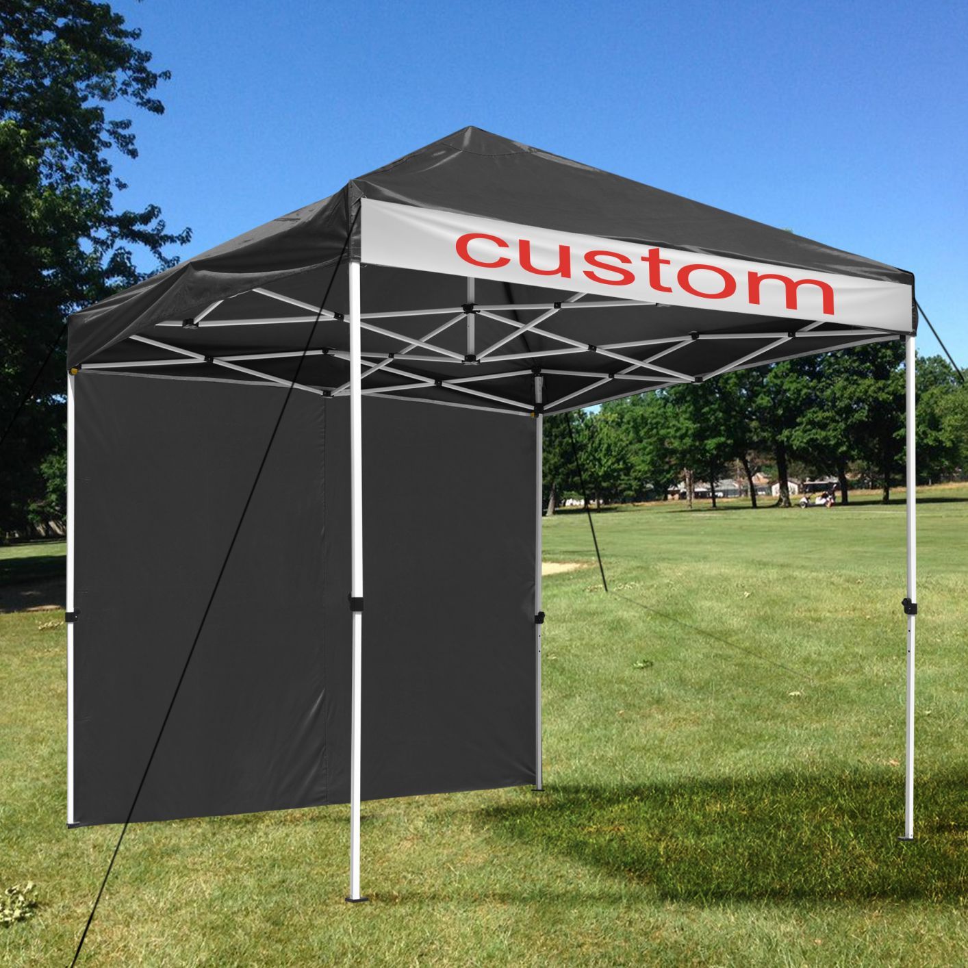10x10' EZ Pop Up Canopy Commercial Tent Outdoor Business Gazebo Shelter Sidewall Black, with 1 Wall - Trend Times Toy Stores