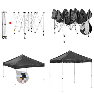 10x10' EZ Pop Up Canopy Commercial Tent Outdoor Business Gazebo Shelter Sidewall Black, with 1 Wall - Trend Times Toy Stores