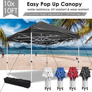 10x10' EZ Pop Up Canopy Commercial Tent Outdoor Business Gazebo Shelter Sidewall Black, with 1 Zipper Wall - Trend Times Toy Stores