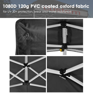 10x10' EZ Pop Up Canopy Commercial Tent Outdoor Business Gazebo Shelter Sidewall Black, with 1 Zipper Wall - Trend Times Toy Stores