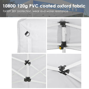 10x10' EZ Pop Up Canopy Commercial Tent Outdoor Business Gazebo Shelter Sidewall White, with 1 Zipper Wall - Trend Times Toy Stores