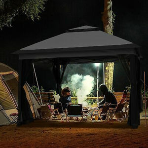 11x11 Ft Pop-Up Gazebo Tent with Mesh Sidewall Canopy Patio Picnic Light Grey - Trend Times Toy Stores