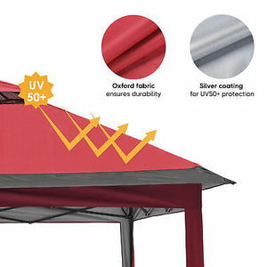 11x11 Ft Pop-Up Gazebo Tent with Mesh Sidewall Canopy Patio Picnic Red+Black - Trend Times Toy Stores