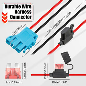 12 AWG Wire Harness Connector Replacement Compatible with Peg Perego 12 Volt SLA Trend Times 3