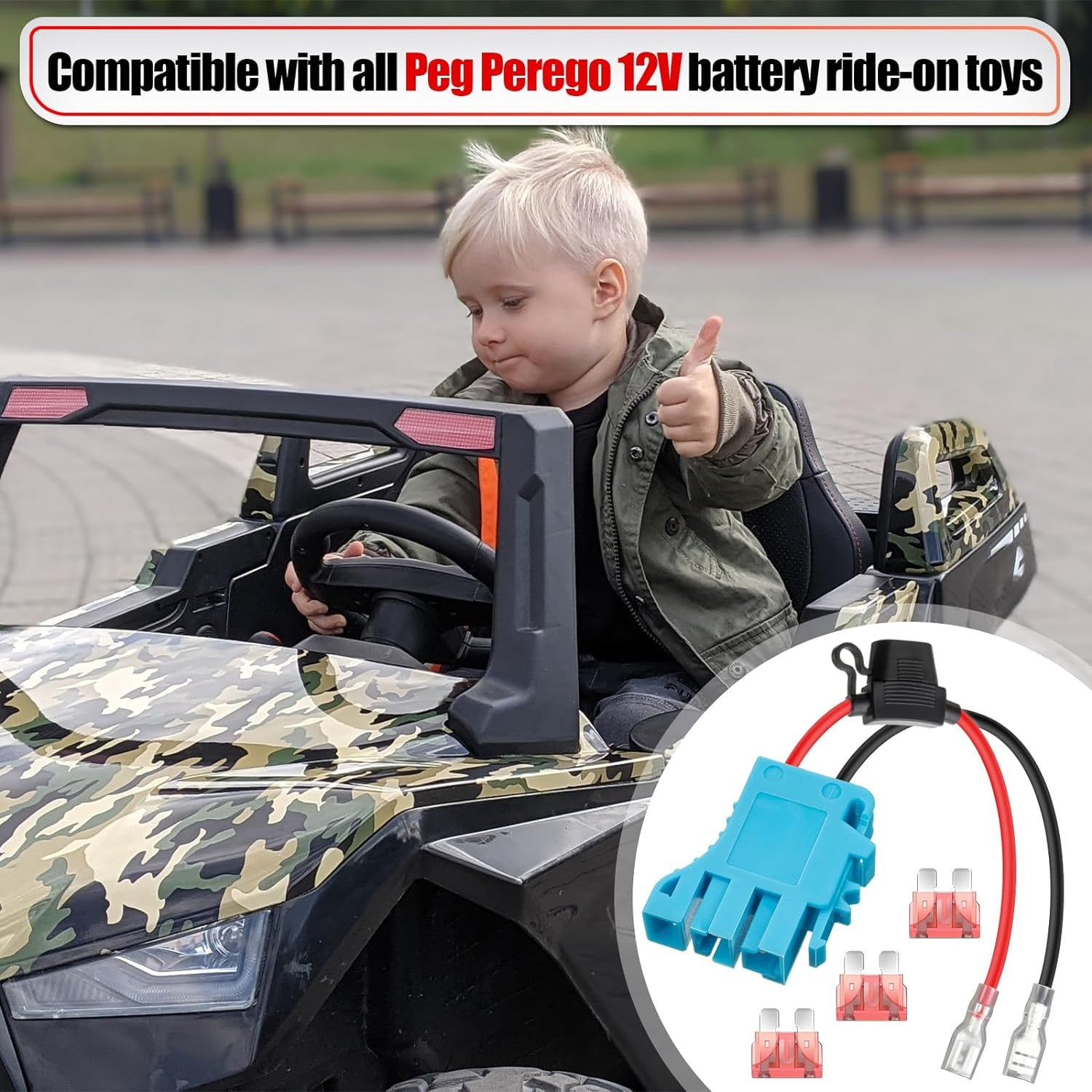 12 AWG Wire Harness Connector Replacement Compatible with Peg Perego 12 Volt SLA Trend Times 1