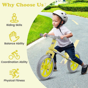 12 Inch Green Balance Bike with Adjustable Seat and Rotatable Handlebar Trend Times 4