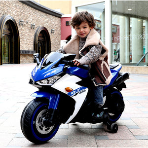 12V Kids Electric Car with Manual Hand Throttle Drive and Lighting Wheels Blue Trend Times 2