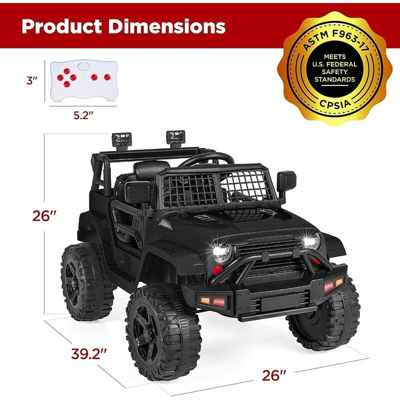 12V Kids Ride-On Truck with Remote Control, Spring Suspension, LED Lights, and AUX Port Trend Times 1