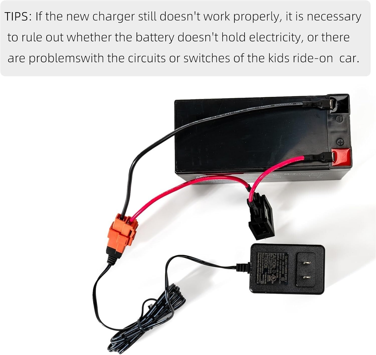 12 Volt Battery Charger with Wire for Kids Ride-On Toys and Cars 12V Trend Times 1