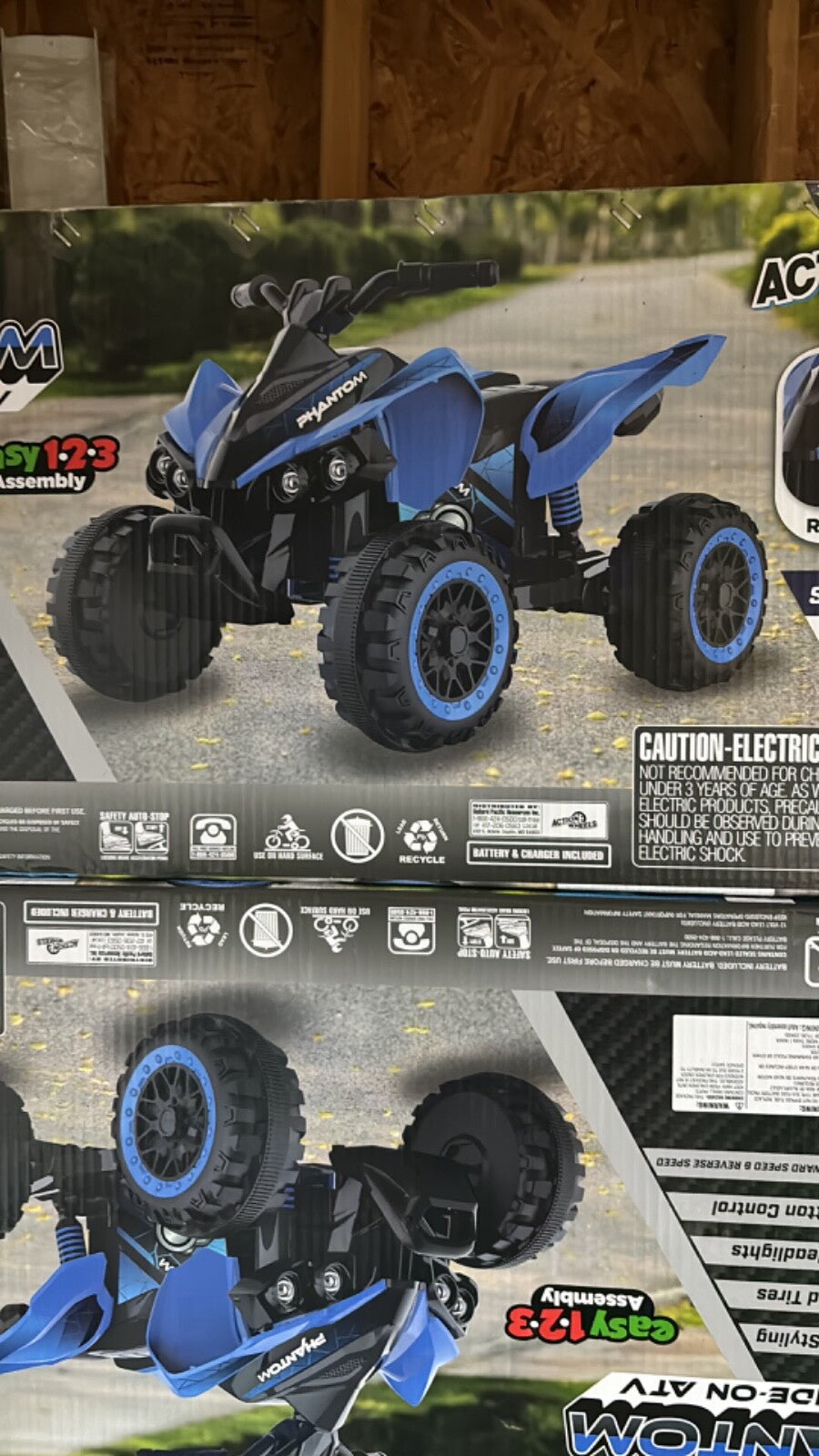 Volt Blue Phantom Battery-Powered Ride-On ATV for Boys and Girls Trend Times 0