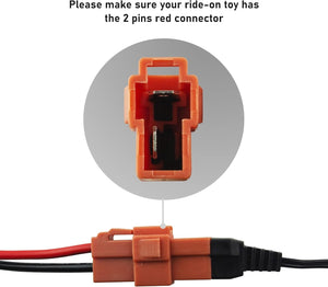 12-Volt Charger with Red 2-Pin Connector for Ride-On Vehicles Trend Times 4