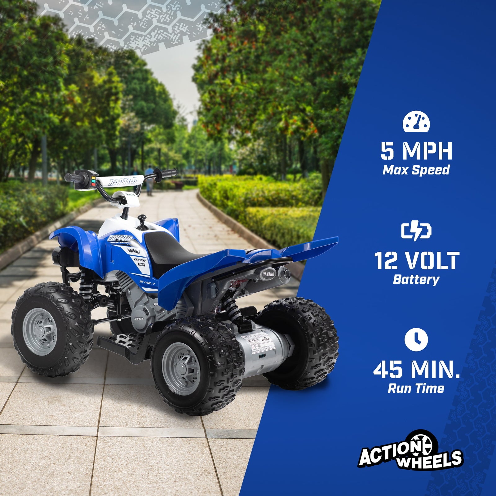 12 Volt Raptor Battery-Powered Blue ATV Ride-On with Music Trend Times 1