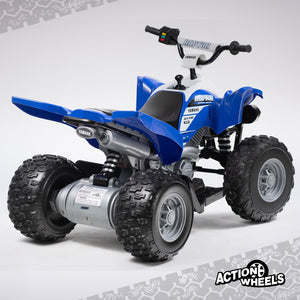12 Volt Raptor Battery-Powered Blue ATV Ride-On with Music Trend Times 4