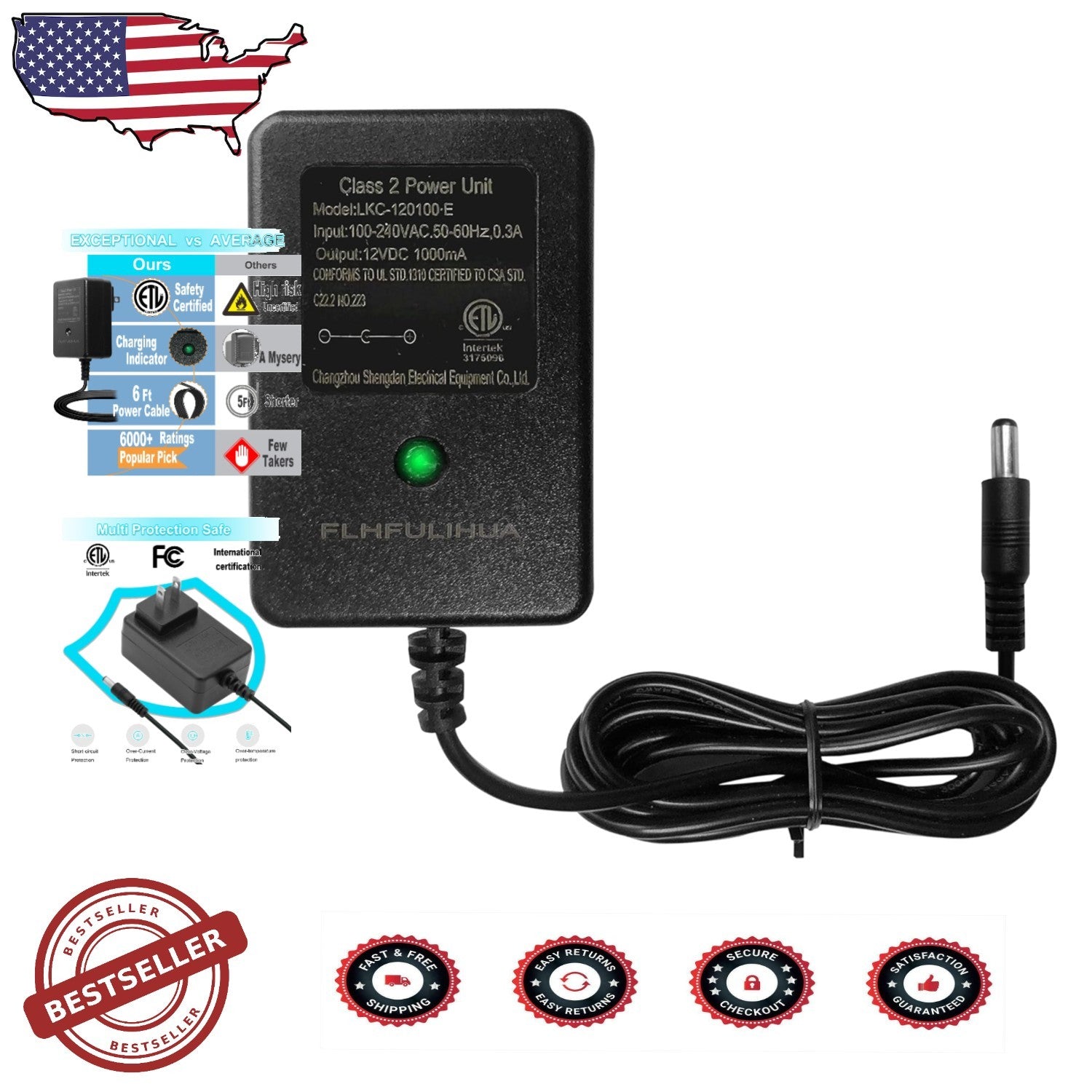 12 Volt Ride-On Toy Charger with LED Indicator Compatible with Major Brands Trend Times 0