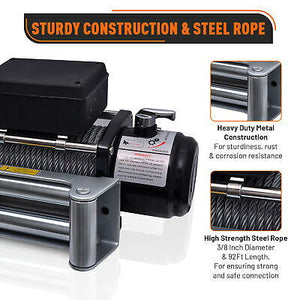 12000LB 12V 6.6 Electric Recovery Winch Wireless Remote Trailer For Truck SUV - Trend Times Toy Stores