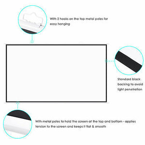 120" Projector Screen 16:9 Matte White w/ Hanging Pole Home Theater Meeting Room - Trend Times Toy Stores