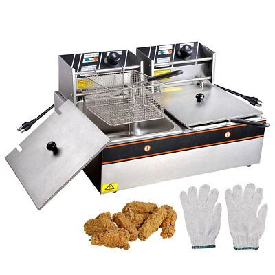 12L 5000W Stainless Steel Electric Deep Fryer Countertop Dual Tank Commercial - Trend Times Toy Stores