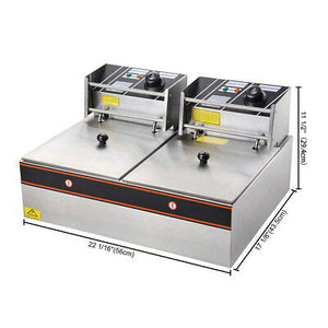 12L 5000W Stainless Steel Electric Deep Fryer Countertop Dual Tank Commercial - Trend Times Toy Stores