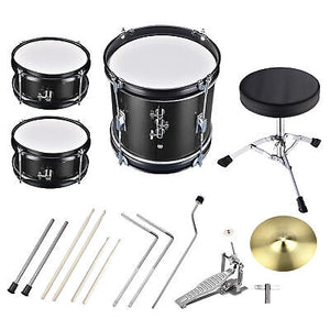 12" 3pcs Junior Kid Child Drum Set Complete 4Pcs Maple Sticks Seat Beginner Gift - Trend Times Toy Stores
